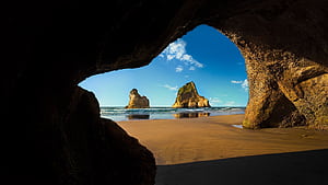 Wharariki Beach Cave, Archway Islands, South Island of New Zealand. Windows Spotlight, HD wallpaper