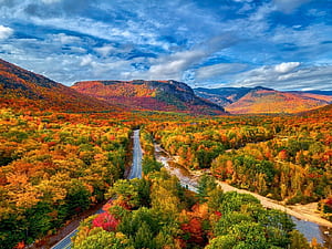 New Hampshire Fall of Crawford Notch. Fall Colors. White Mountains Art. NE Wall Decor. NE Foliage. Print, Metal, Canvas, HD wallpaper