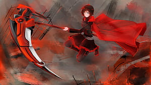 Ruby Rose (RWBY) and Background, Ruby Red, HD wallpaper