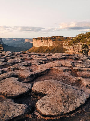 View of a Rocky Surface and Cliffs in the Chapada Diamantina National Park in Brazil ·, HD phone wallpaper