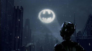 night sky over Gotham City, Batman Signal, HD wallpaper