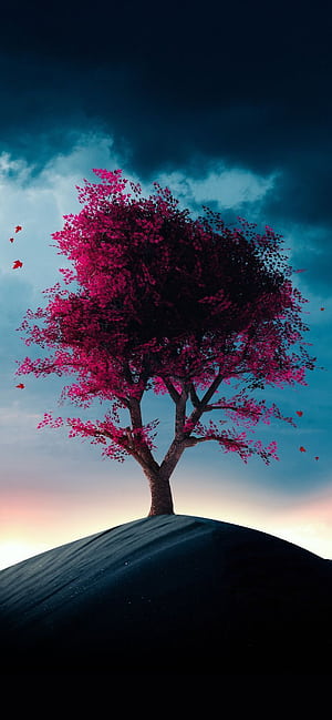 Red Tree. Depth Effect, HD phone wallpaper