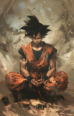 Ai Generated Goku Meditation. Royalty Stock Illustration, HD phone wallpaper