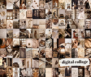 Dreamy Light Academia Collage Kit Digital . Printable Aesthetic Wall Art Set in 3 Sizes, HD wallpaper