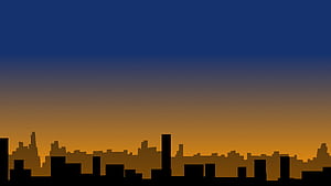 Golden Hour Over The City, golden, city, minimalist, urban, evening, silhouette, artist, artwork, art, digital-art, deviantart, HD wallpaper