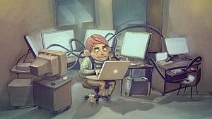 Programmer, Cartoon Coding, HD wallpaper