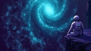 Astronaut Sitting Alone, astronaut, alone, space, artist, artwork, art, digital-art, ai, deviantart, HD wallpaper