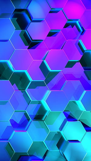3D Hexagons Rendering Light, HD phone wallpaper