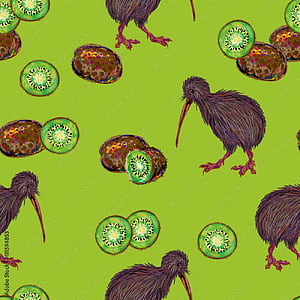 Seamless Pattern With Flightless New Zealand Kiwi Bird And Kiwi Fruit. Pattern Of Kiwi Birds, Fruits Vector Background. Perfect For , Pattern Fills, Web Background, Surface Texture, Textile Stock Vektor, HD phone wallpaper