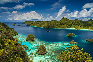sea, island, Indonesia, archipelago, Raja Ampat for mobile and , section пейзажи, resolution, HD wallpaper