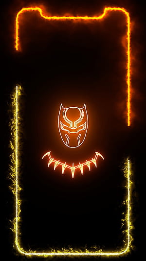 Killmonger Frame, Avengers, Erik Killmonger, amoled oled black background, glowing neon, phone, Marvel OLED, HD phone wallpaper