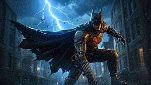 Batman Strikes, batman, the-batman, superheroes, artwork, art, digital-art, ai, HD wallpaper