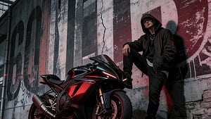 Urban Rebel Sportbike Anime Boy, urban, bike, anime, boy, artist, artwork, art, digital-art, ai, HD wallpaper