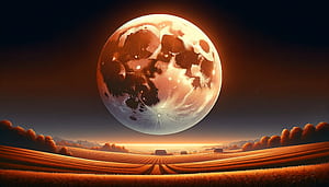 Giant Moon Over Harvest Fields, harvest moon (nature), moon, landscape, Digital Art, HD wallpaper