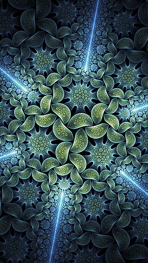 Green, abstract, cool, fractal, glass, new, pattern, phone, HD phone wallpaper