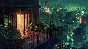 Raining in Lofi City chill night [Listen to it to escape from a hard day]Best Playlist Lofi, Lofi Rainy, HD wallpaper
