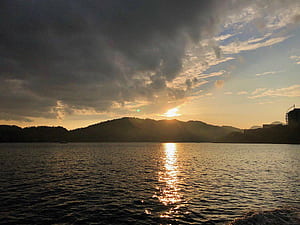 Sunset at Sun Moon Lake, HD wallpaper
