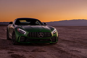 Green Bmw m 3 Coupe on Beach Shore During Sunset, Background, BMW AMG, HD wallpaper